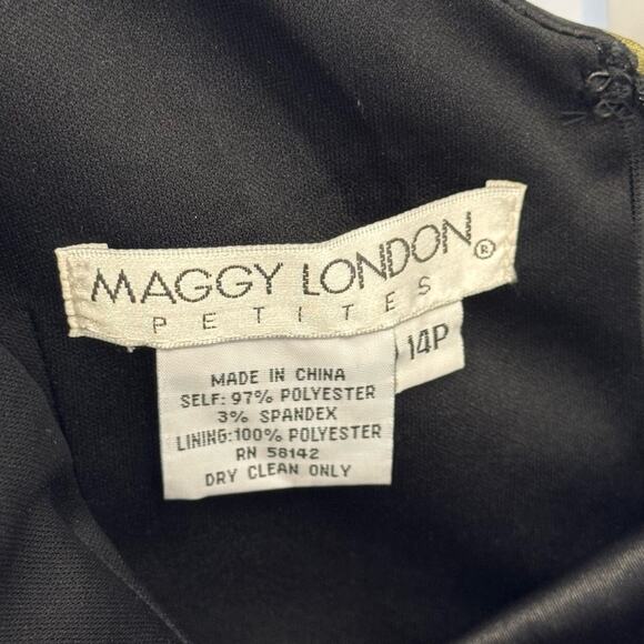 Maggy London Petite Floral Black Dress with Pink Accents Keyhole Mini 14P - Picture 8 of 13